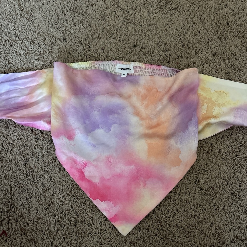superdown Multicolor Tie-Dye Off-Shoulder Top